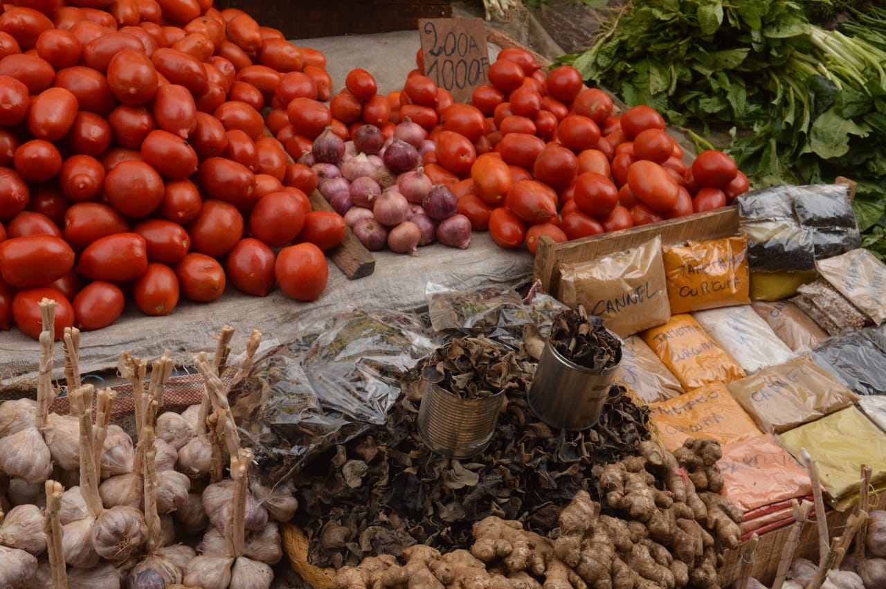 Fresh produce stalls and local vendors at the Ba'a market on Rote